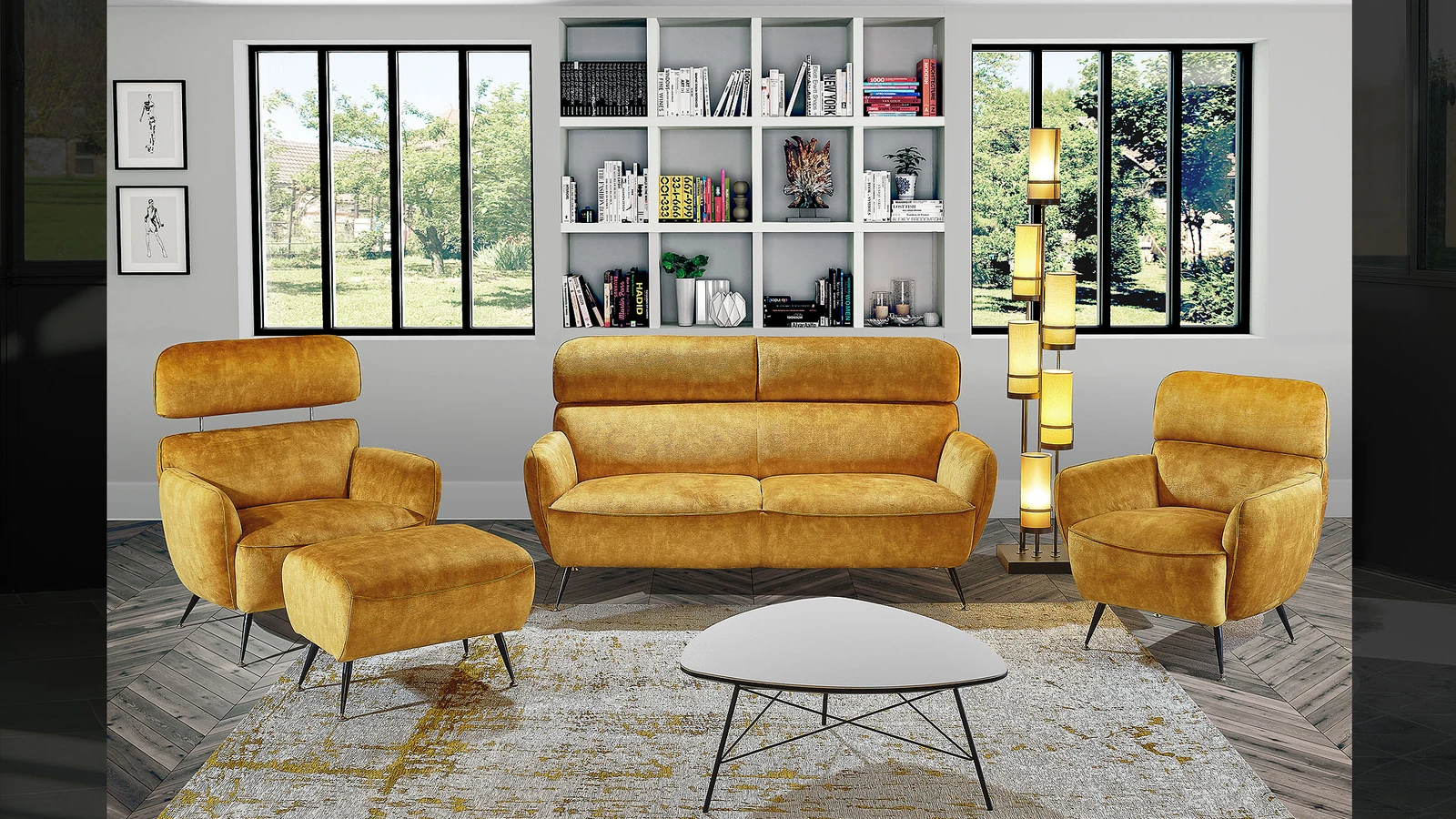 Bruce - Canapé 2,5 places style vintage revisité
