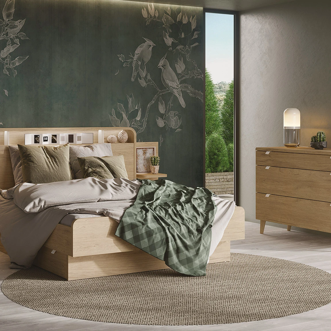 Celio Bloom - Lit avec chevets tablettes attenants