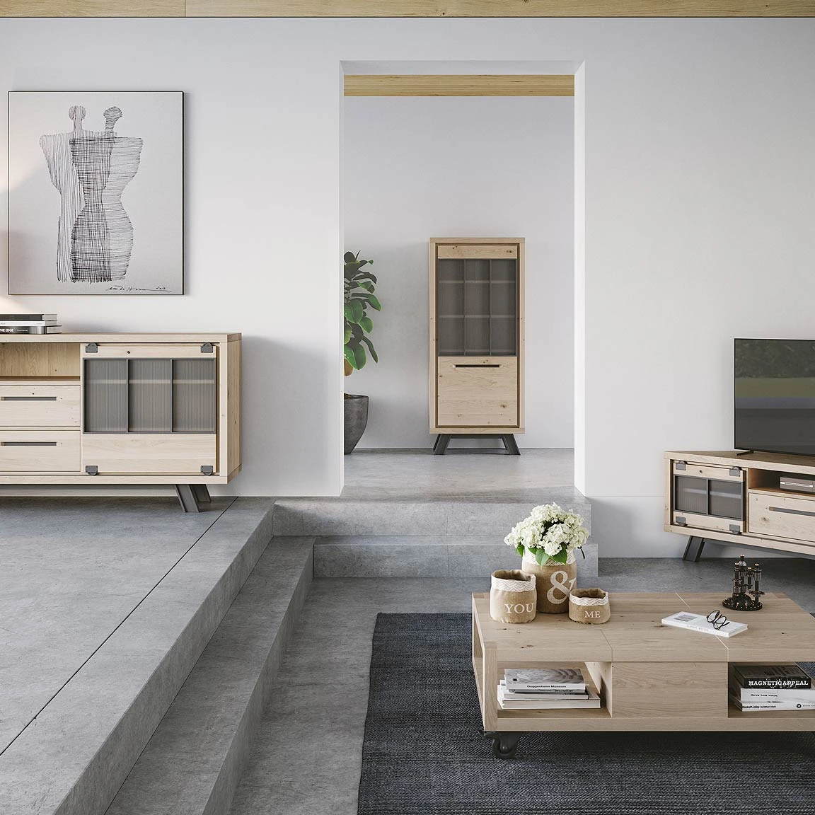 Fantasy - Meuble TV d’angle style industriel