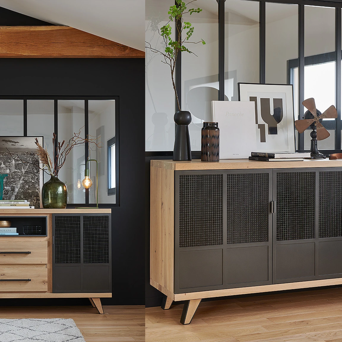Frame - Enfilade 3 portes 1 niche et enfilade 3 portes 1 tiroir