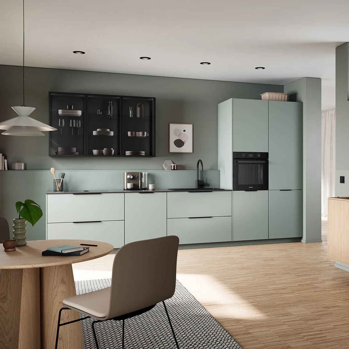 SCALA EUCALYPTUS - Cuisine minimaliste vert eucalyptus
