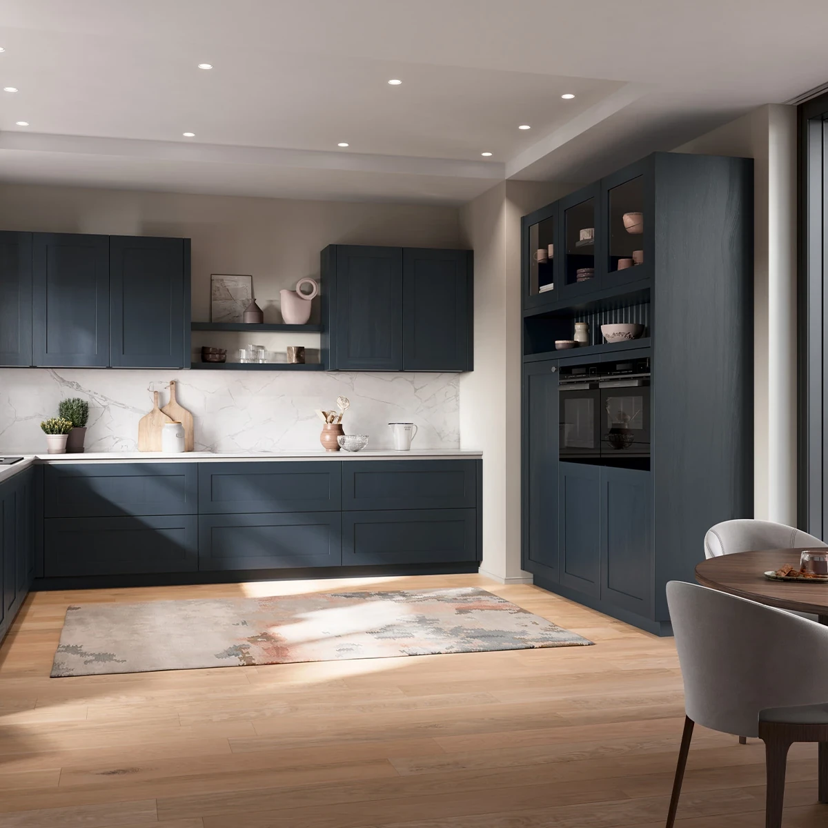 HAMPTON-GL BLEU VELOURS - Cuisine style maison de campagne moderne