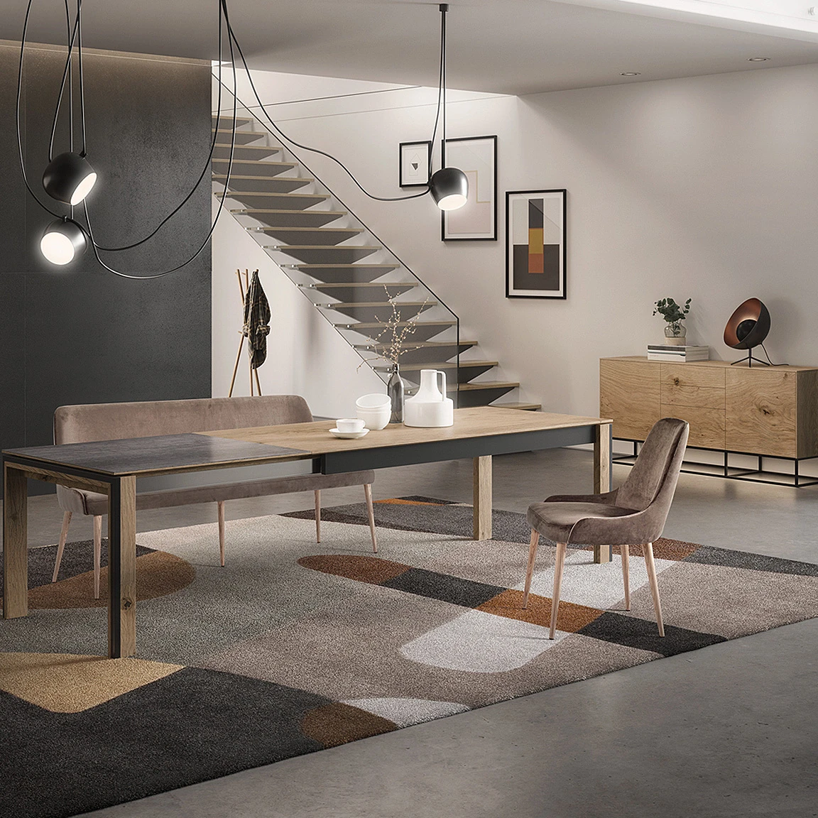 Jazz - Table de repas en bois avec allonge