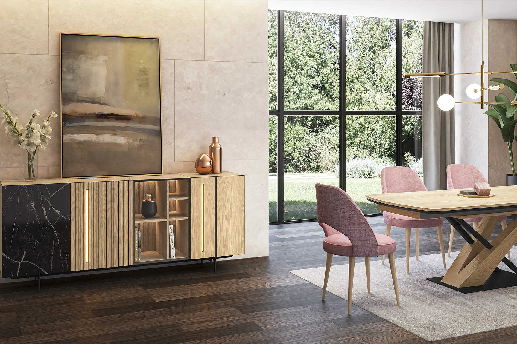 Madura - Enfilade 4 portes option éclairage LED