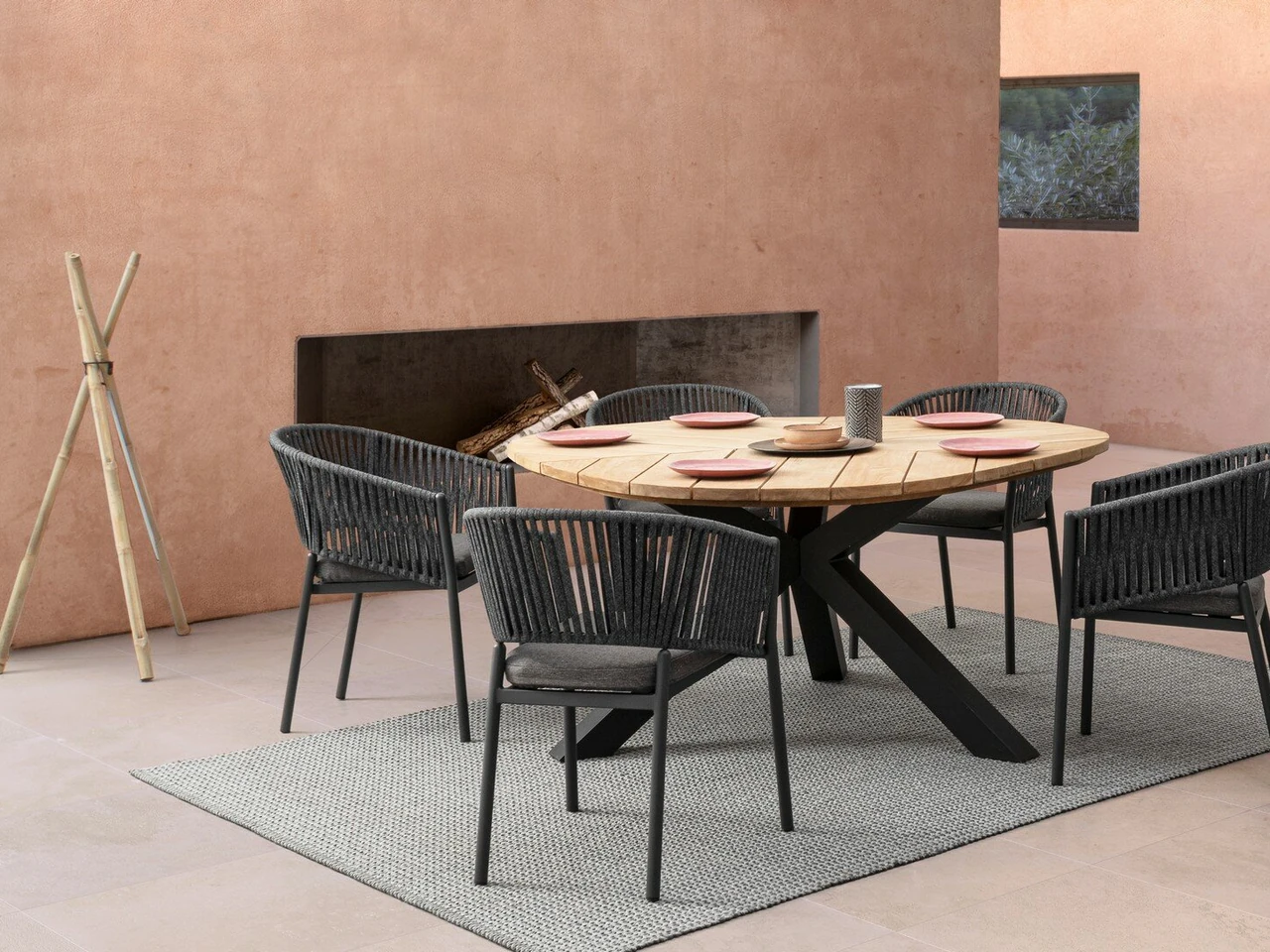 Palmdale carbon - Table de jardin ronde Ø 160 cm