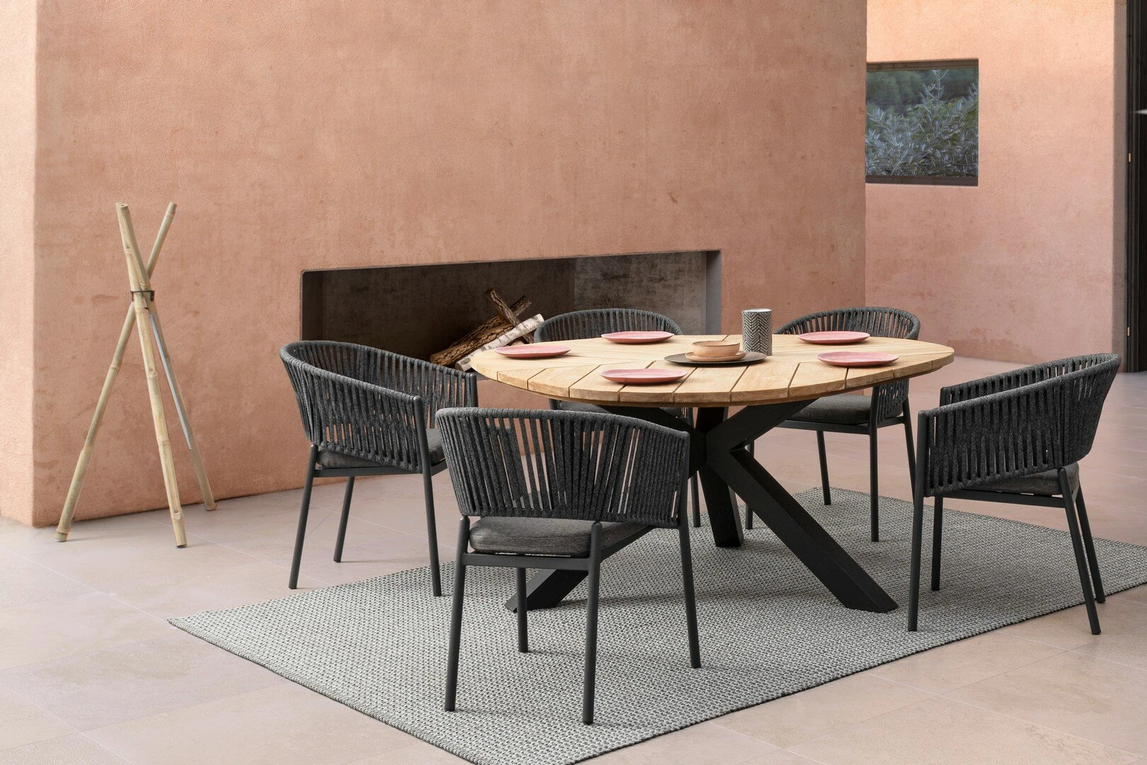 Palmdale carbon - Table de jardin ronde Ø 160 cm