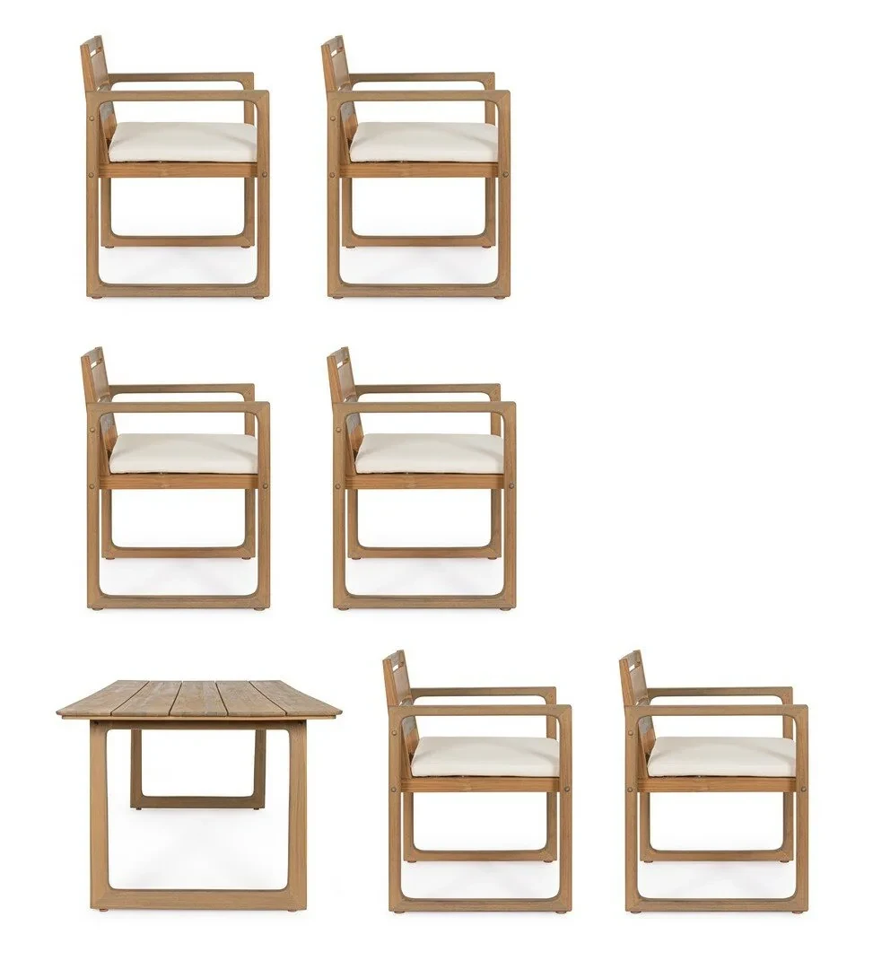 Adrian - Table de jardin 240x100 cm et 6 chaises