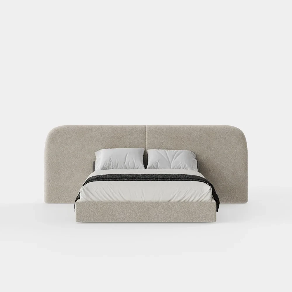 Laggi - Lit base fermée · Sans sommier relevable · Bouclé crème