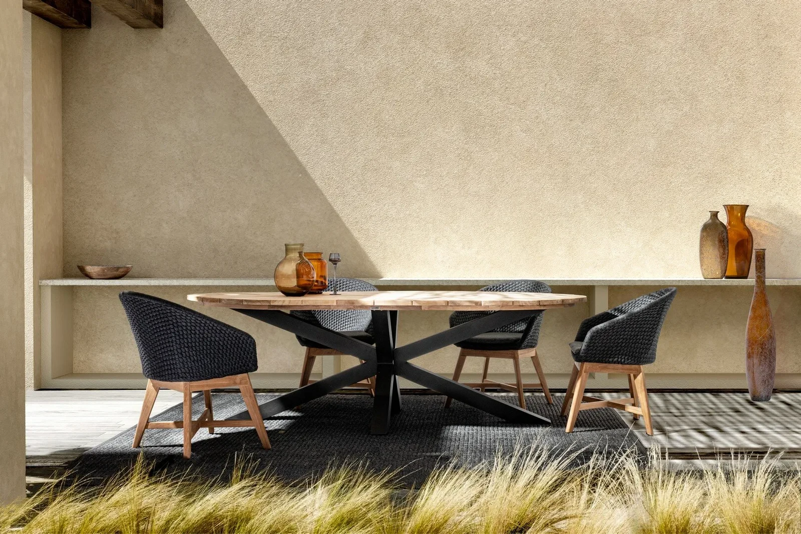 Palmdale carbon - Table de jardin ovale 240 x 110 cm