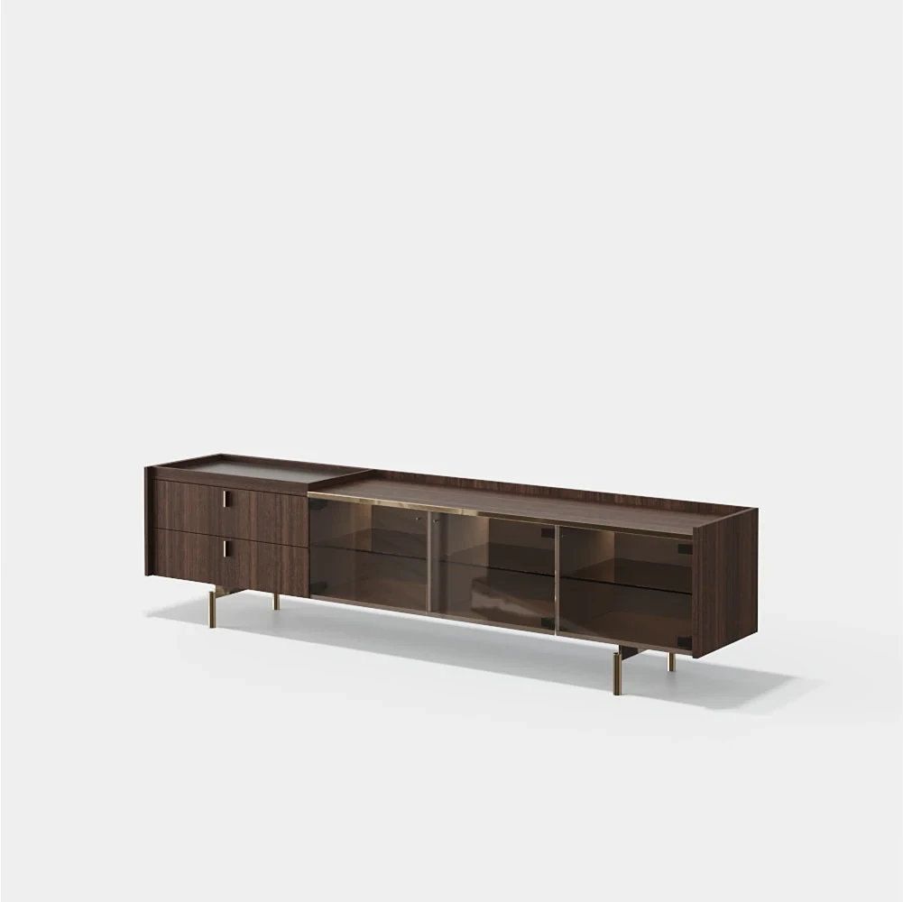 Colline Glass 240 cm - Meuble TV vitré et éclairé