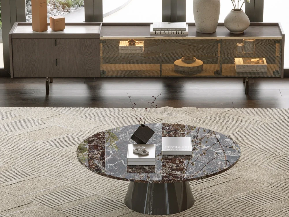Colline Glass 240 cm - Meuble TV vitré et éclairé