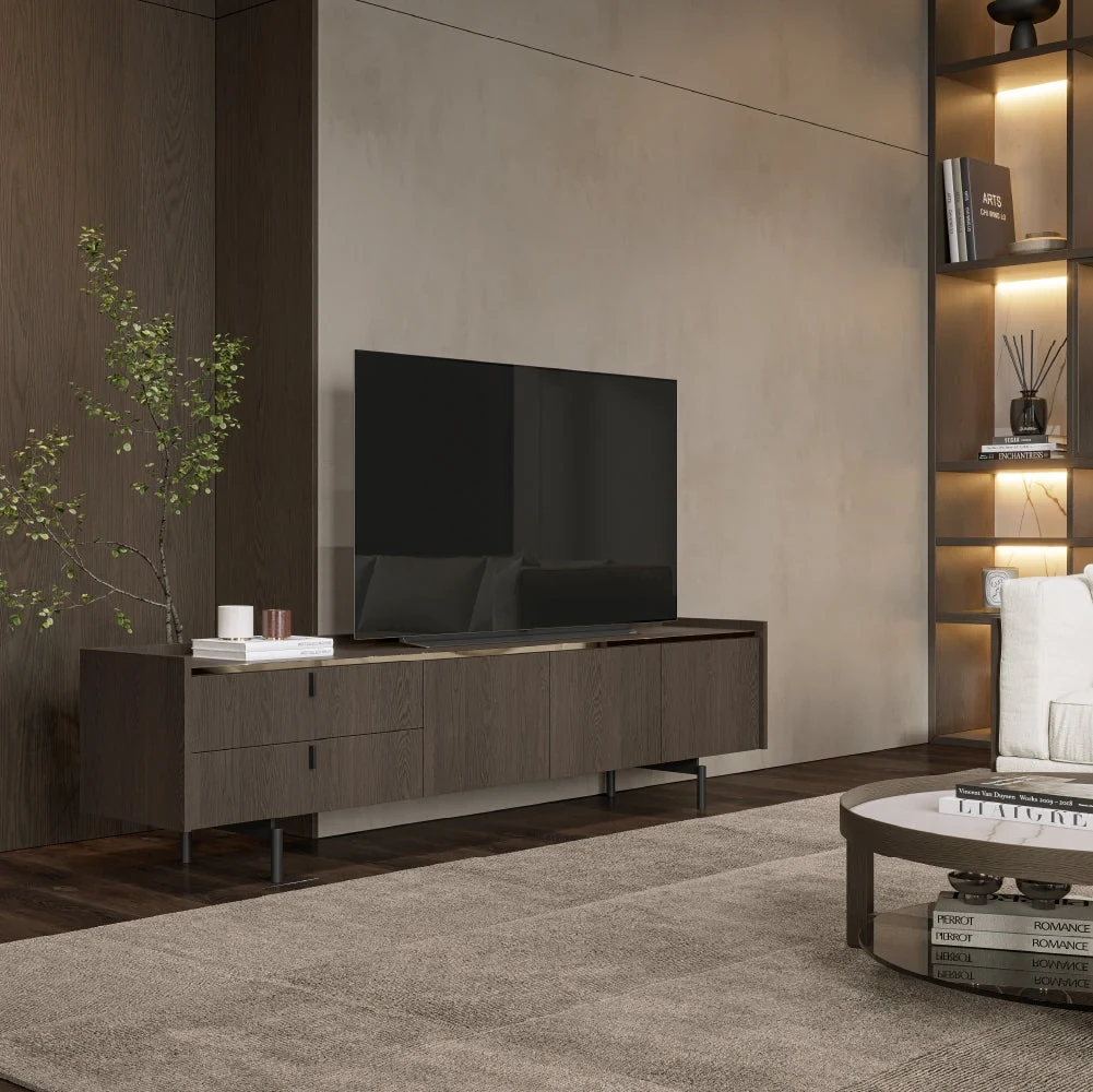 Brera 210 cm - Meuble TV 3 portes et 2 tiroirs