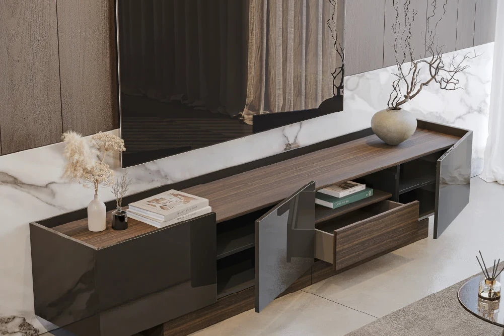Vollmer 240 cm - Meuble TV niche centrale