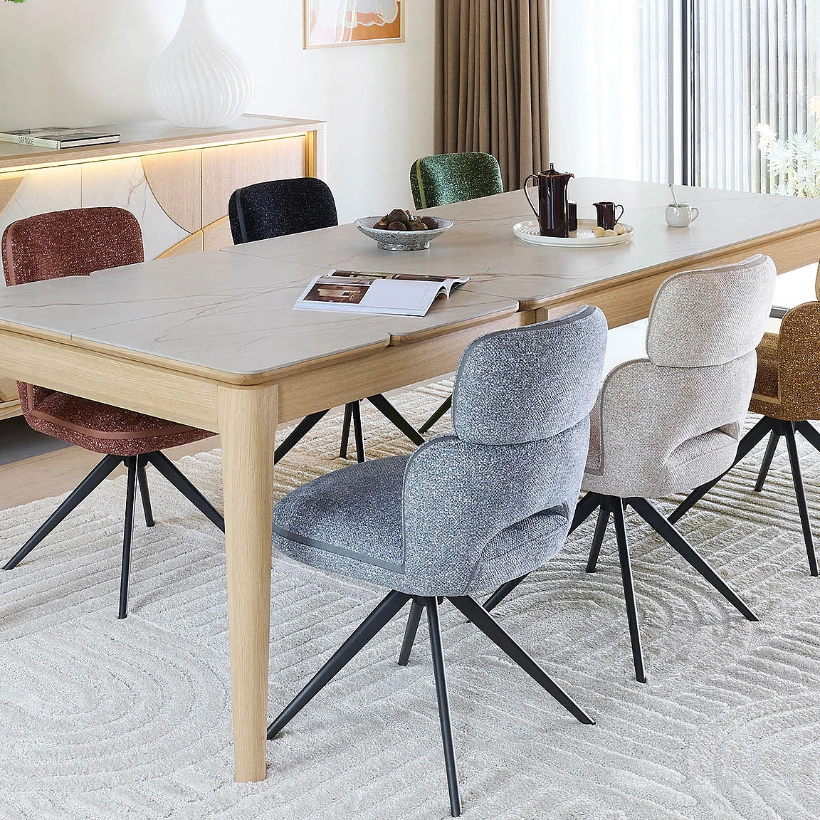 Rosalie - Table céramique beige veinée