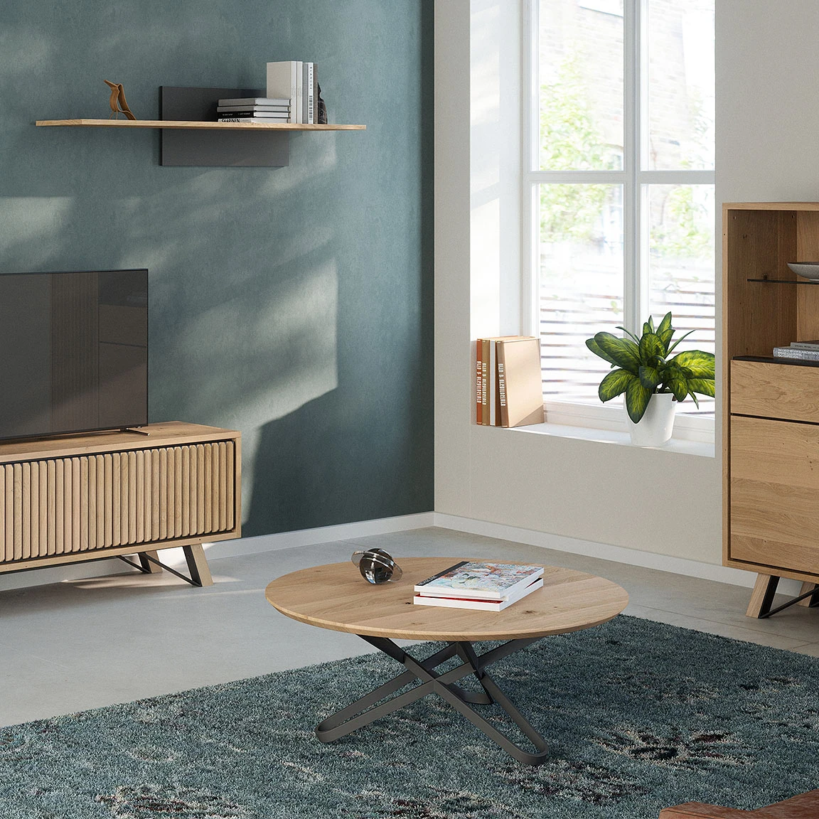 Thèbes - Meuble TV, table basse et armoirette